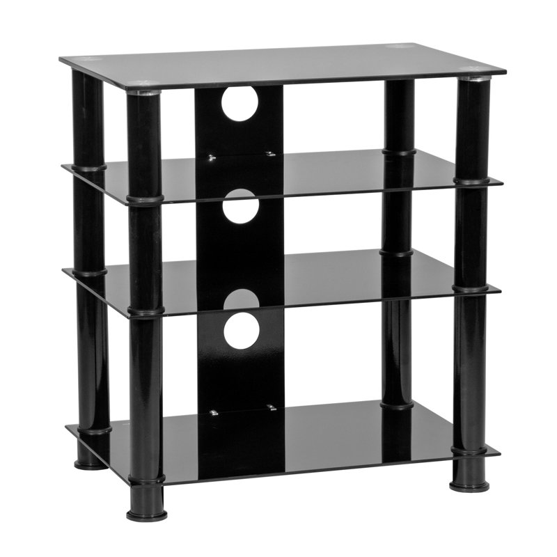 4 Shelf HiFi Rack, Black, Black