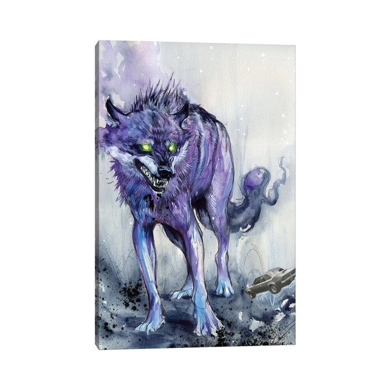 Fever Wolf by Swartz Brothers Art - Wrapped Canvas Painting, 20.32 cm H x 30.48 cm W