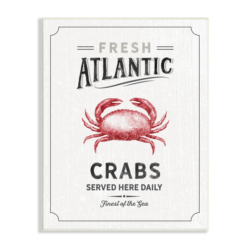 «Fresh Nautical Crabs», affiche nautique rétro sur bois par Nina Pierce, H 15 po x l 10 po, Plaque murale