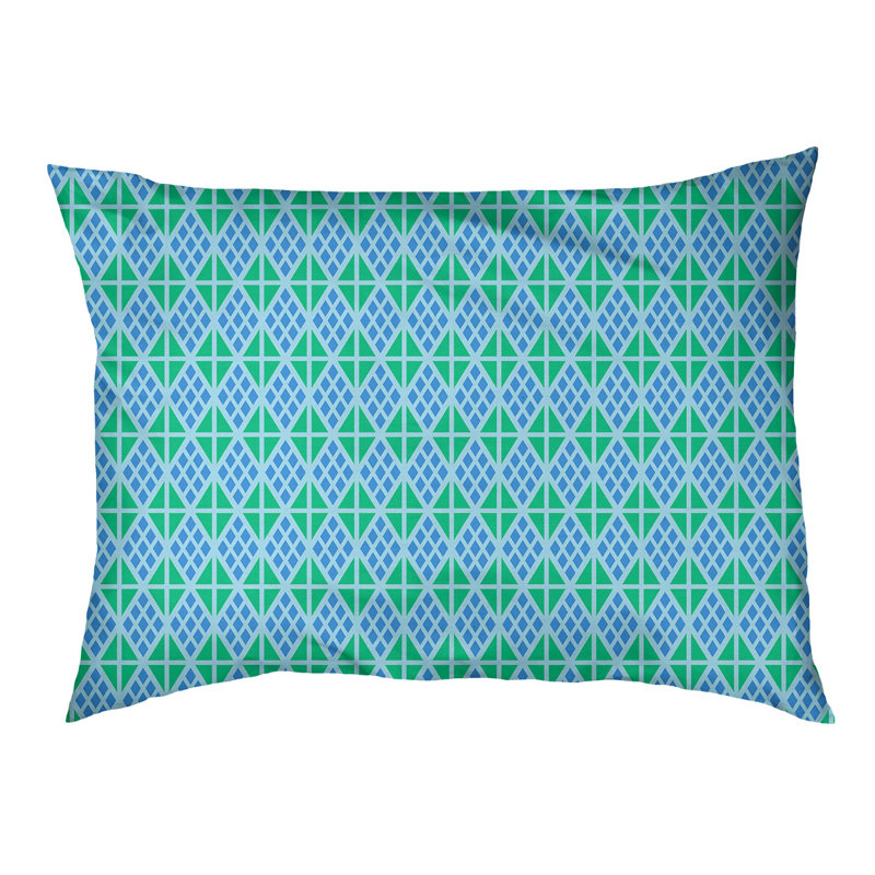 Coussin diamants Byrge, Grand (l 42,5 po x P 32,5 po x H 14 po), Bleu / Vert / Gris