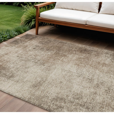 Tapis intérieur/extérieur lavable, abstrait, taupe et brun, 3 m x 4,25 m