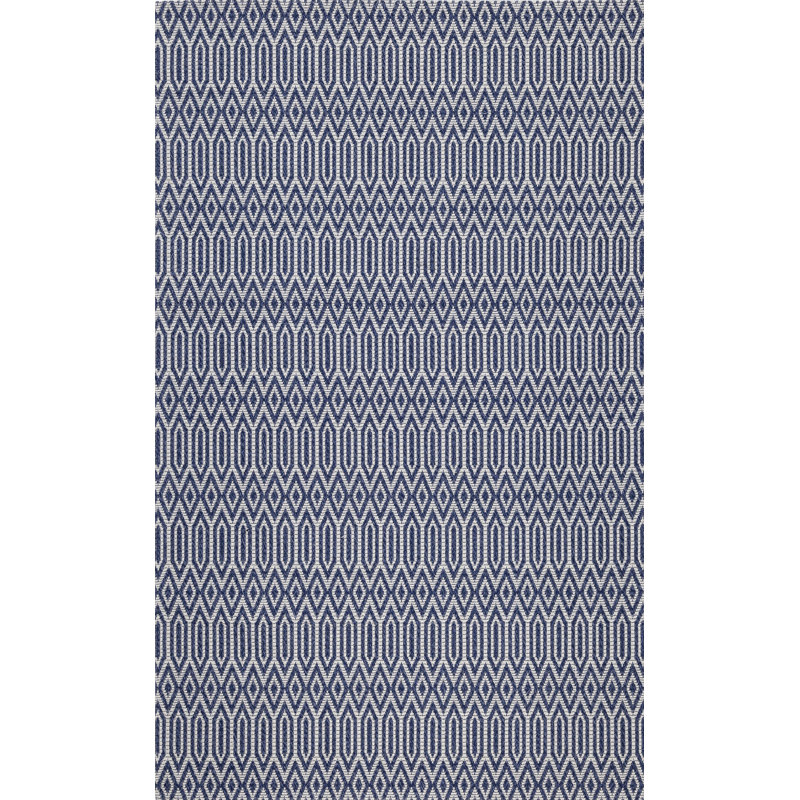 Handmade Blue and Gray Wool Geometric 6' x 9' Area Rug