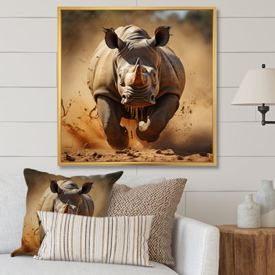 Rhinocéros africain qui court sur toile