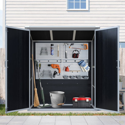 5X3 FT Outdoor Storage Shed Waterproof Resin Cabinet With Lockable Doors For Bikes And Patio Furniture