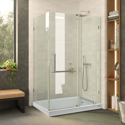 Shower Set - Double Threshold Acrylic Shower Base | Shower Enclosure - Right Hand
