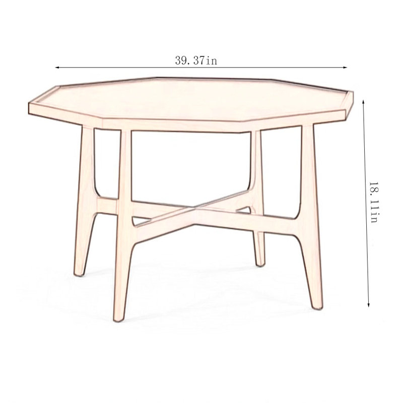 Solid Wood Octagonal End Table Coffee Table