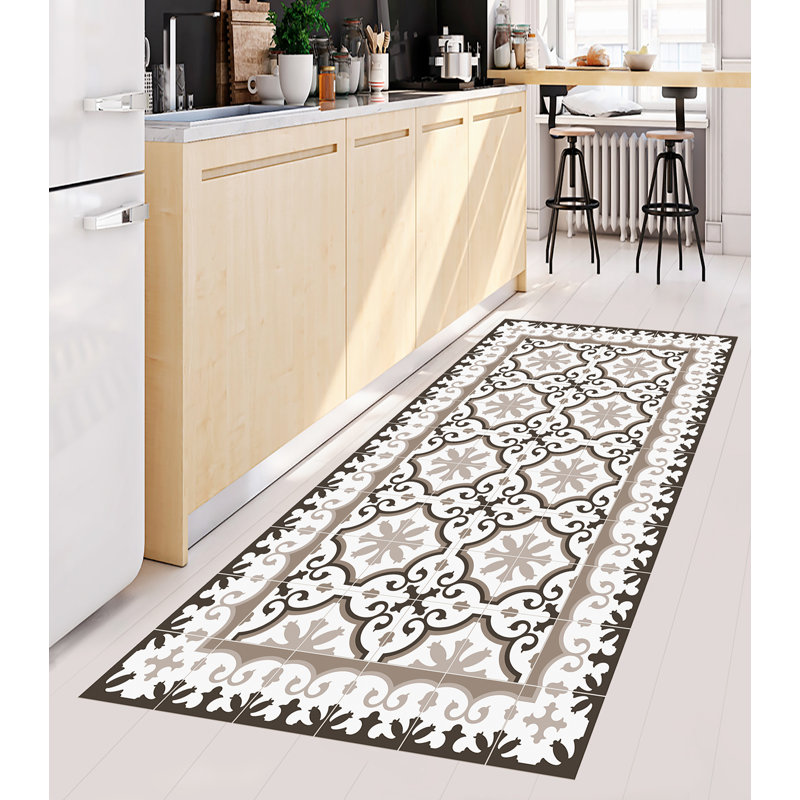 Eliezar Vinyl Machine Printed Area Rug, Rectangle 2'7.5" x 4'11.1"