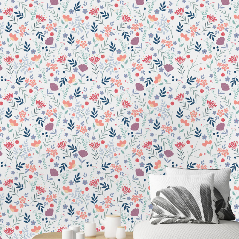 Rouleau de papier peint adhésif Pollocksville Spring, L 16,67 po x l 25 po
