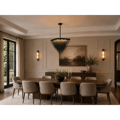 Modern 20-Light Aluminum Chain Chandelier 