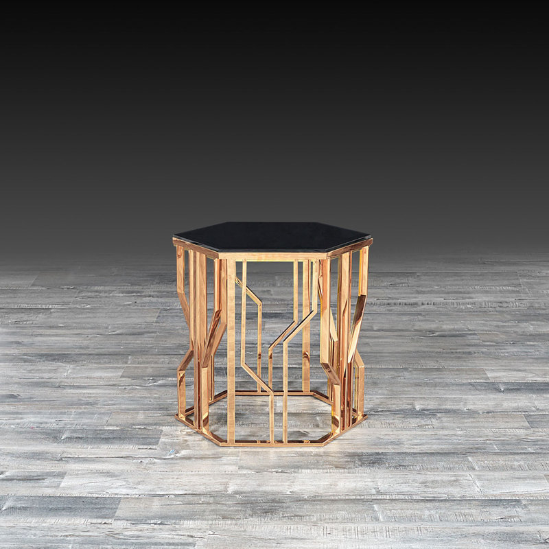 Glass Top End Table, Gold