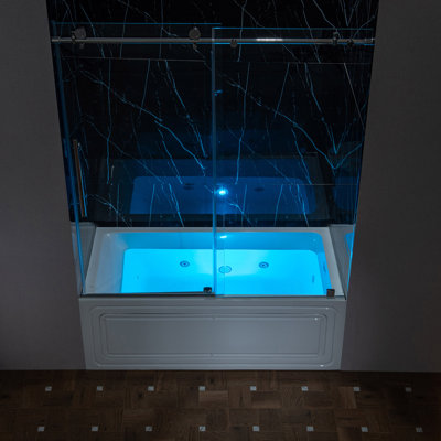60" X 30" Alcove Acrylic Rectangular Whirlpool Heated Jetted Tub In White With Drain and Overflow