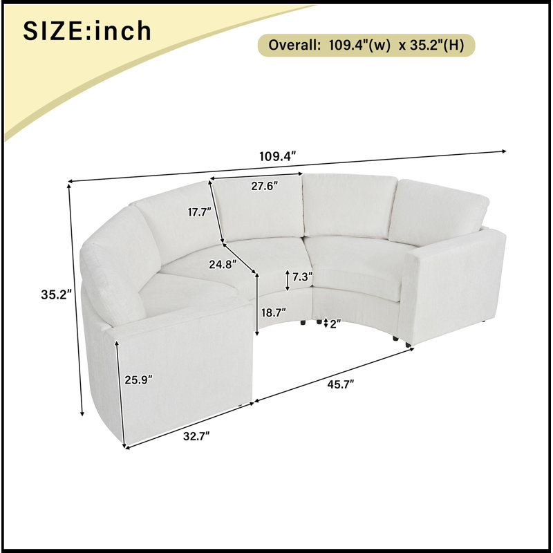 Canapé modulaire courbé avec sièges profonds, Beige