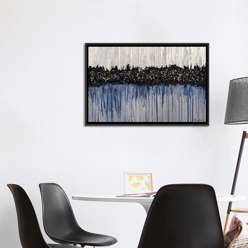 «Melting Ice» par Nikki Chauhan - reproduction d'art, H 32 po x l 48 po x P 1,5 po, Toile avec cadre noir