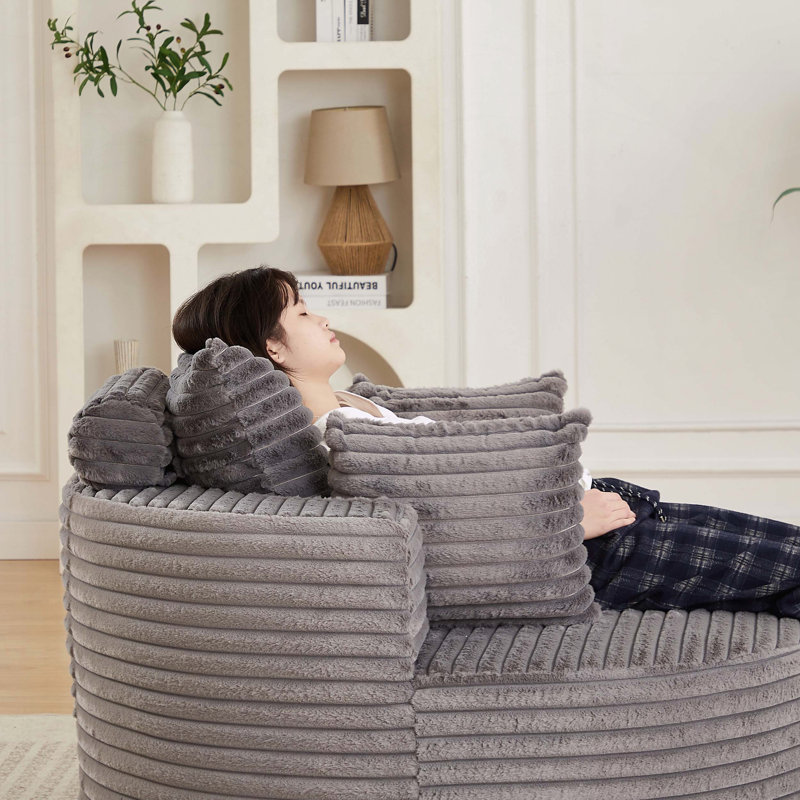 Canapé en éponge Corduroy, H 33,5 po x l 50 po x P 50 po, Velours côtelé gris