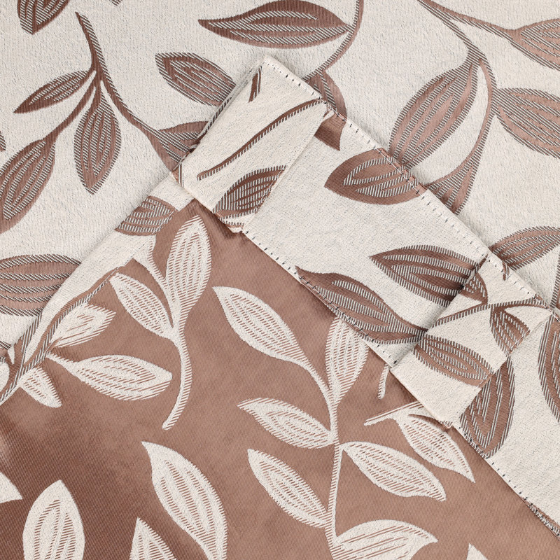 Superior White and Copper Polyester Blackout Curtains with Leaf Design, 52" x 84"