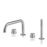 Acquaco Linki Loop Deck Mount Four-Hole Two Handle Bathtub Faucet with Hand Shower