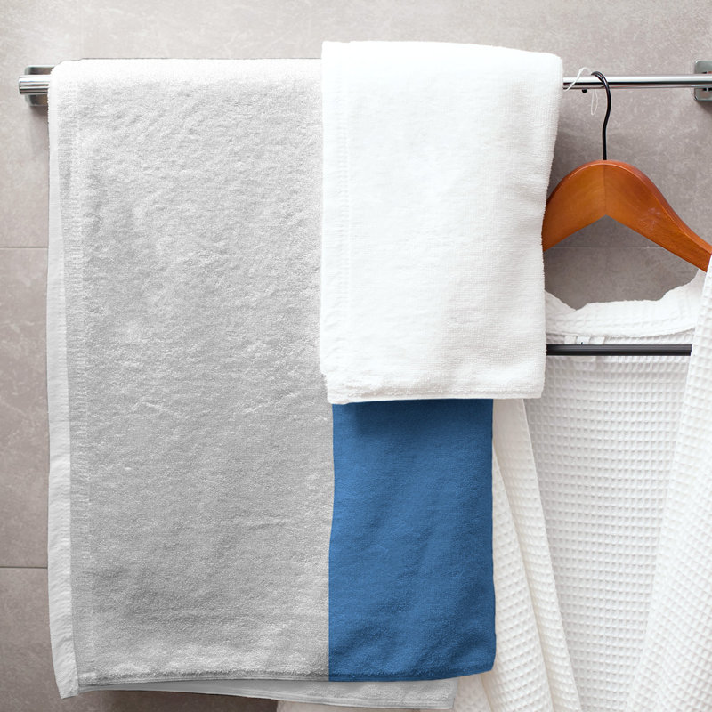 Bath Towel, White/Blue