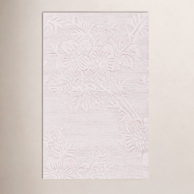 Light Pink Hand-Tufted Floral Wool Rug