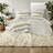 Premium 3-piece Bedding Set, Textured Stripe Design, Neutral Beige, Full/queen