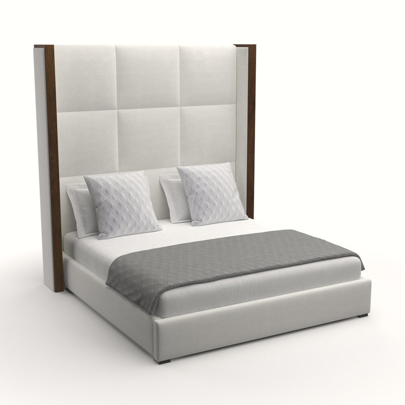 Lit tapissier capitonné standard Dipson, Revolution® blanc cassé, Grand (haut)