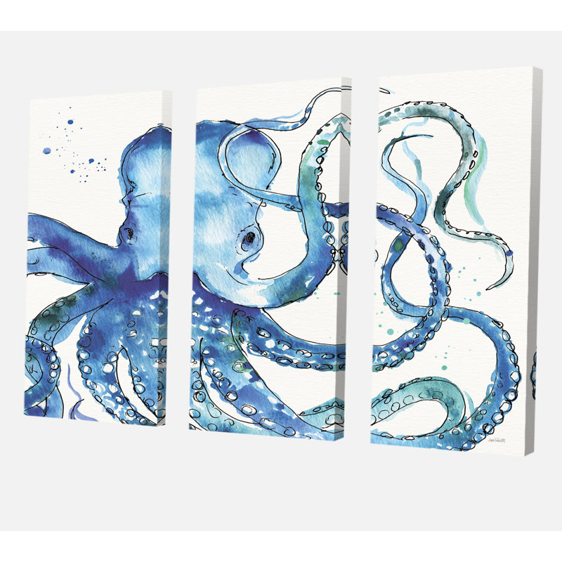 " Blue Deep Sea VIII " 3 - Pieces, 28" H x 36" W x 1" D