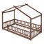 Structure de lit simple en bois avec clôture - 79,5 x 41,8 x 62,9 pouces - Bois - 1 pièce - Lit maison - noyer - capacité de 300 lb-1826188061-1826188058