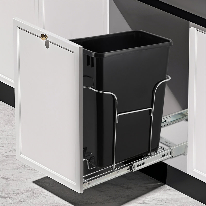 Stainless Steel Kitchen Rubbish Bin, 27.3 Quarts, Black