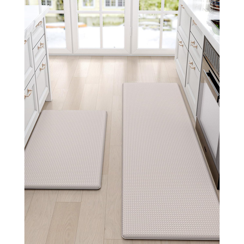 Beige Cushioned Anti-Fatigue Non-Slip Kitchen Mat Set