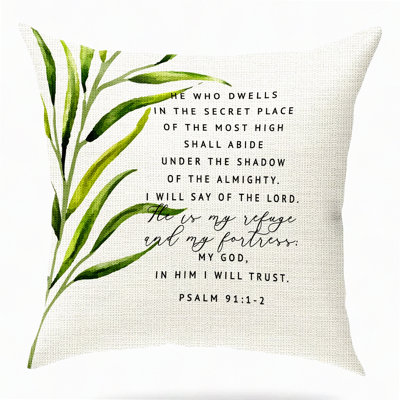 Verse Blessing Pillowcase - Scripture Art Quote Gift - Psalm 91:1-2 Sayings - Church Sofa Bed Decoration - Living Room Porch Gift - Case