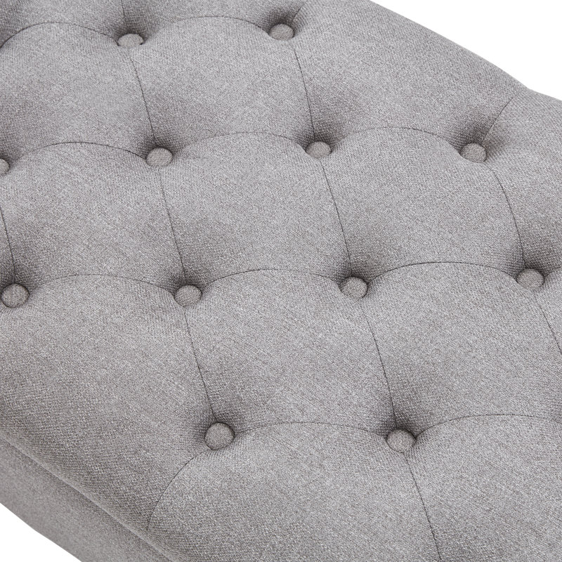 Repose-pieds de rangement rectangulaire capitonné de 50,4 po Ashtin, Gris - plateau polyester