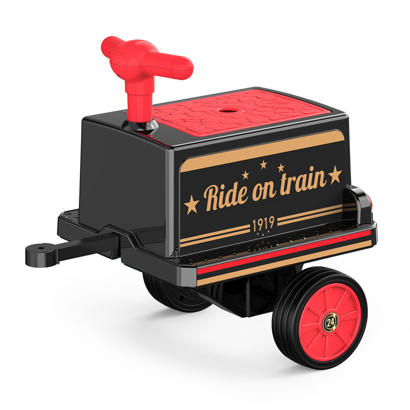 DEARAUTO 12V alimenté par train pour tout-petits, jouets électriques pour voiture avec roues en caoutchouc, boîte de rangement, phare à DEL, lecteur de musique, train à 2 places sans rail, sifflet de train Choo Choo, cadeau idéal pour les garçons