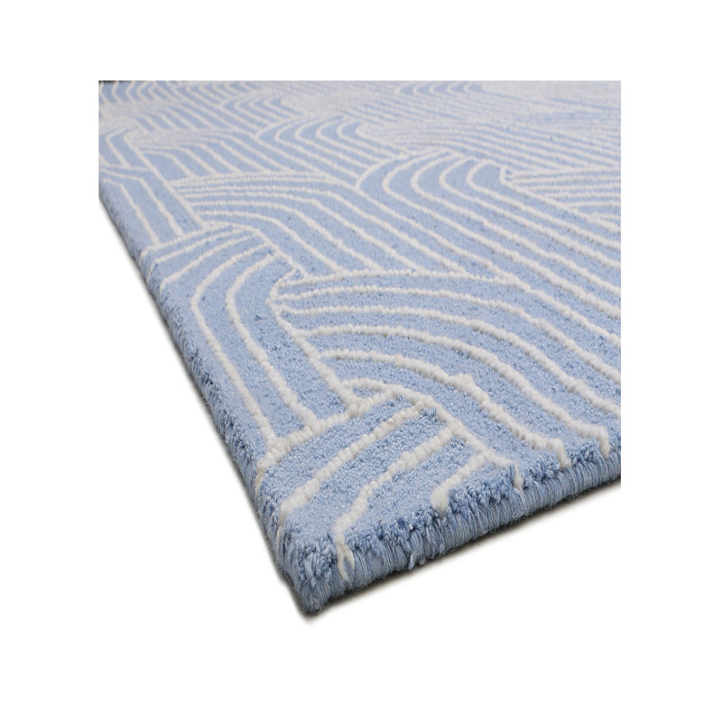 Geometric Area Rug in Denim Blue, Rectangle 12' x 15'