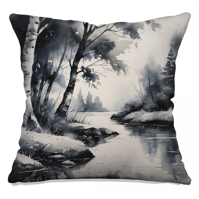 Coussins décoratifs monochromes Forest River, 16 x 16 pouces