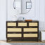 Commode à 7 tiroirs Damonie, commode en rotin moderne en bois-1705978166