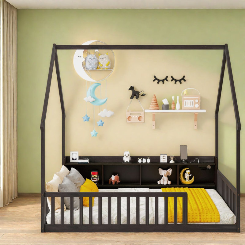 Lits doubles avec rangement, lit en bois de pin pour maison moderne