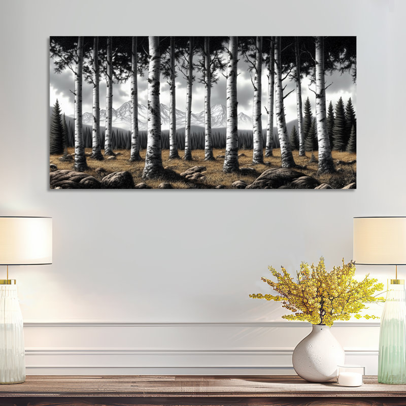 Blanc gris gris Ésaïe III - impression encadrée paysage, décoration murale nature, H 24 po x l 32 po, Toile tendue