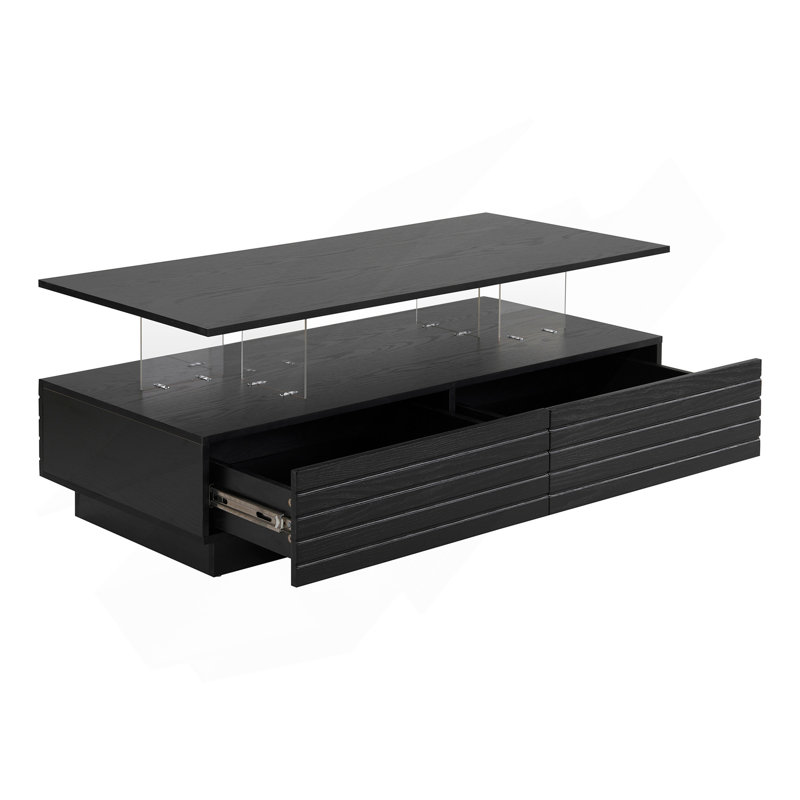 Table basse moderne à 2 tiroirs de 47,2 po, Noir