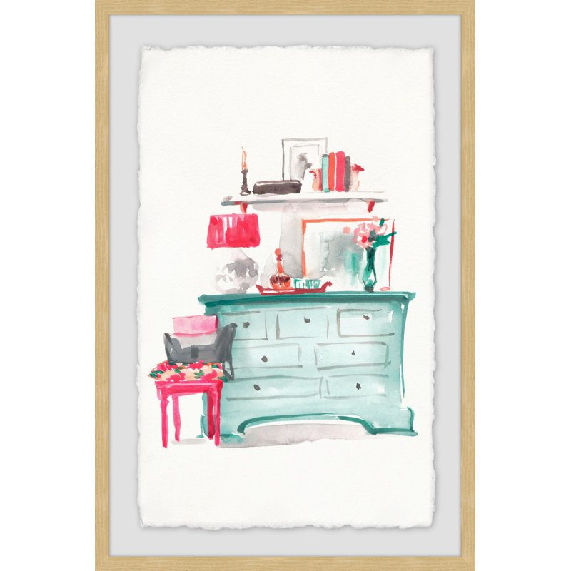 Aqua Dresser - Single Picture Frame Painting, 91 cm H x 61 cm W