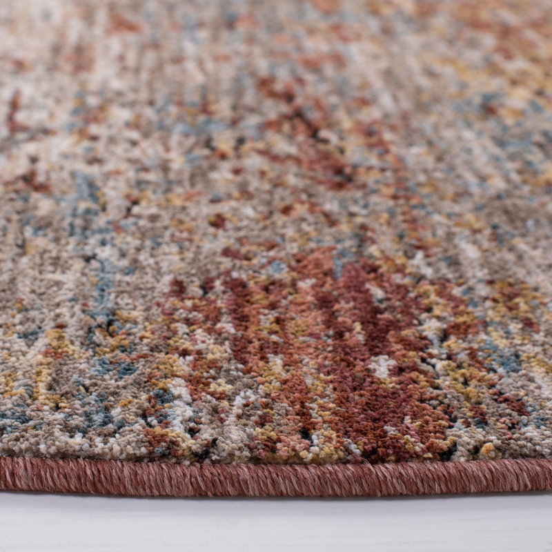 Tapis beige / rouille Aairah, Rond 6 pi 4 po