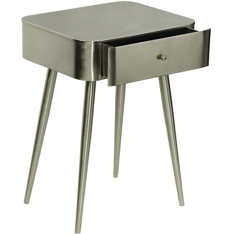 Rylan 1 - Drawer Iron Nightstand, Silver