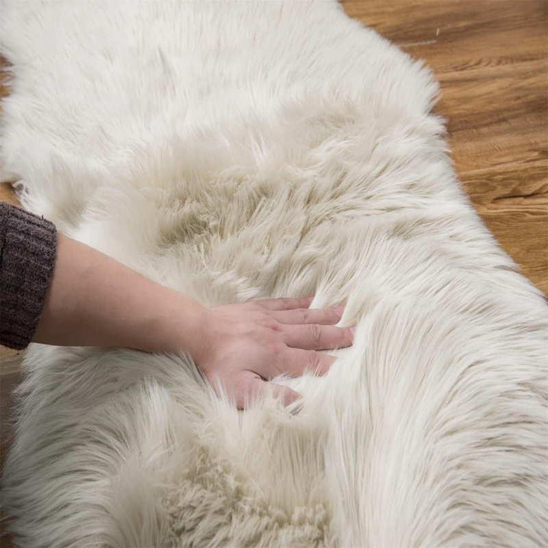 Soft Fluffy Faux Fur Sheepskin Rug 2X4 Ft Beige - Shaggy Area Rug For Bedroom Sofa Living Room, Fuzzy Chair Cover Seat Pad