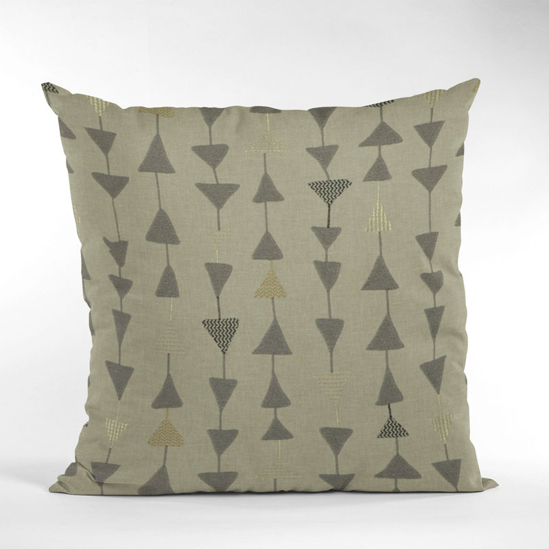 Plutus Manti Embroydery, certains des triangles ont des fils métalliques Coussin décoratif luxueux, Galet, 20 po x 30 po