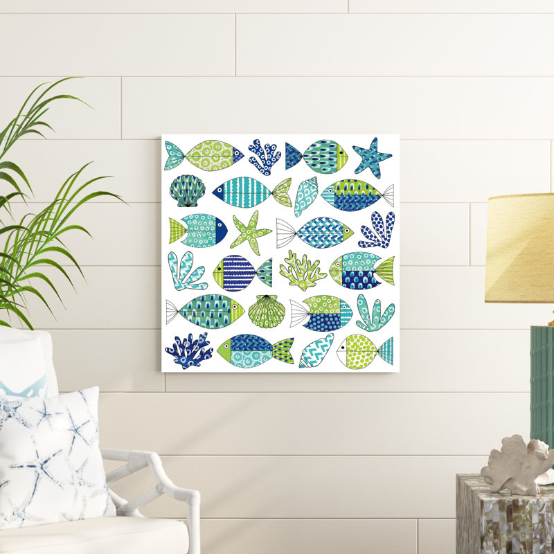 " Fish Tale I " by Nancy Green Painting Print, 30" H x 30" W