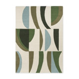 Torillo Hand Tufted Wool Abstract Area Rug in Emerald/Azul
