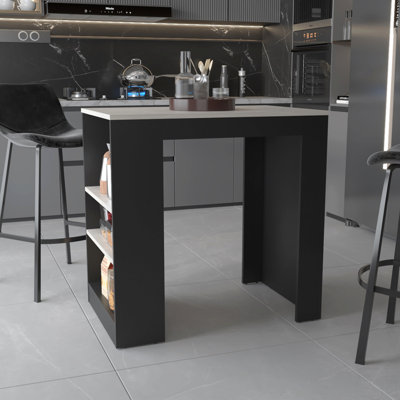 Îlot de cuisine avec base de rangement en wengé et marbre Ibiza