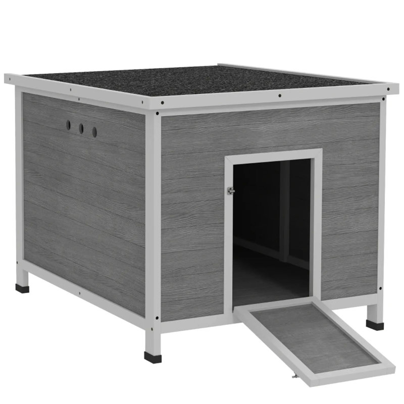 Cage spacieuse en bois pour petits animaux, abri gris clair avec toit ouvrable