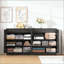 4-Door Fluted TV Stand With Power Outlet, Handleless Wave Design Entertainment Centre, Adjustable 3-Tier Particle Board Storage Cabinet, Multi-Functional Media Console & Buffet Sideboard-2702158
