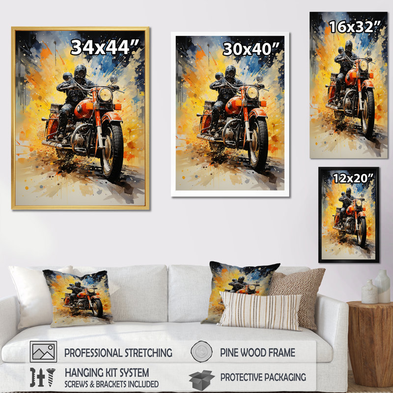 " Industrial Motorcycle Adventure ", Wrapped Canvas, 20" H x 12" W x 1" D