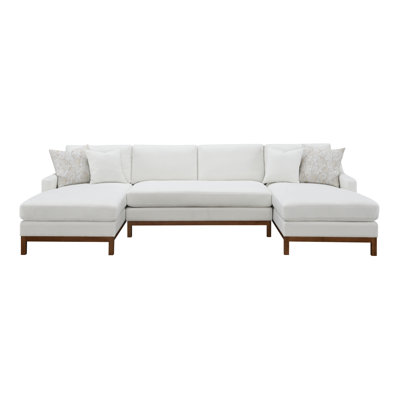 Canapé modulaire Valiant en chenille ivoire avec 4 coussins Valiant