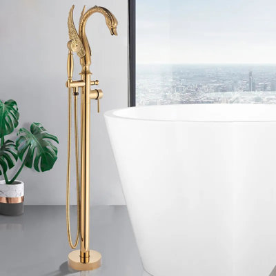 Delmastro Floor Waterfall Faucet Bath Filler with Diverter